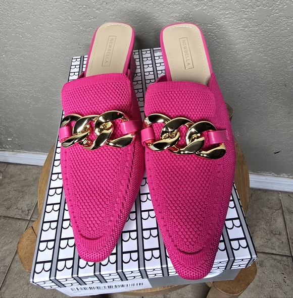 NIB! Ladies Sz. 7.5 NEWBELLA Block-heeled Mules In Pink - Picture 3 of 4